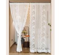 Lirzxin Transparent Curtains 2 Panels Set 79" Drop, Polyester Sheer Voile Curtains Rod Pocket Lace Embroidered Flowers Drapes Window Curtain for Bedroom Living Room White, 110 x 79 Inches