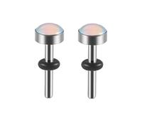 Lirzxin Tunnel Gauges, 2PCS Stainless Steel Gauge Earrings 2g Solid Round with Oil Dripping White Single Flared Ear Gauges Tunnels Plugs 6mm Silver