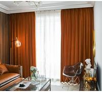 Lirzxin Velvet Eyelet Curtains Living Room 84 Inch Drop, 2 Panels Blackout Curtains Solid Color Orange Thermal Insulated Room Darkening Curtain, 52" W x 84" L