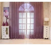 Lirzxin Voile Curtain 2 Panel Set 106" Drop, Polyester Sheer Curtains Hook Lace Embroidered Flowers and Leaves Drapes Window Curtain for Bedroom Living Room Dark Purple, 79 x 106 Inches
