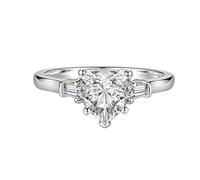 Lirzxin Wedding Ring for Her White Gold 9K, Promise Rings for Women Classic Heart Moissanite Wedding Bands White Gold Size T 1/2