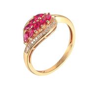 Lirzxin Wedding Ring Sterling Silver Women, Promise Rings for Her Hollow Leaf Design with 0.41ct Red Lab Created Ruby and Moissanite Rings Size X 1/2 Rose Gold