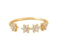 Lirzxin Wedding Ring Womens Engagement Rings, 18K Yellow Gold Promise Rings for Her Flower Adjustable Open Design Round Moissanite Yellow Gold Ring Size R 1/2