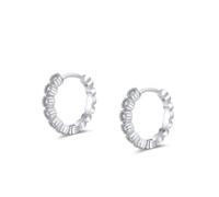 Lirzxin White Gold Hoop Earrings for Women Ladies, 14K White Gold Easy Matching Circle Row Design with Round Moissanite Huggie Hoop Earrings for Women Mother Wife Daughter