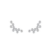 Lirzxin White Gold Stud Earrings for Women Ladies, 9K White Gold Climber Design with Round Moissanite Helix Cartilage Stud Earrings for Women Wife Mother Daughter