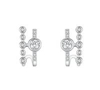 Lirzxin White Gold Stud Earrings for Women Ladies, 9K White Gold Double J Shape Design with Round Moissanite Helix Cartilage Stud Earrings for Women Wife Mother Daughter