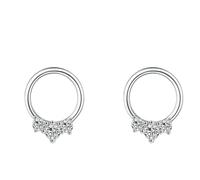 Lirzxin White Gold Stud Earrings for Women Ladies, 9K White Gold Easy Matching Simple Circle with Round Moissanite Helix Cartilage Stud Earrings for Women Wife Mother Daughter