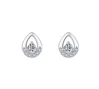Lirzxin White Gold Stud Earrings for Women Ladies, 9K White Gold Hollow Teardrop Design with Round Moissanite Helix Cartilage Stud Earrings for Women Wife Mother Daughter