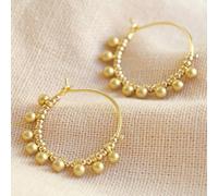 Lisa Angel Women's Beaded Gold Ball Medium Hoop Earrings lisa angel Gold One Size