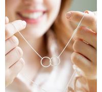 Lisa Angel Women's Brushed Interlocking Hoop Silver Necklace lisa angel Silver One Size