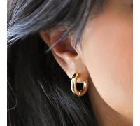 Lisa Angel Women's Chunky Gold Medium Hoop Earrings lisa angel Gold One Size