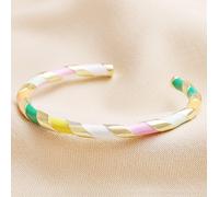 Lisa Angel Women's Colourful Enamel Twisted Striped Gold Bangle lisa angel Multicolor One Size