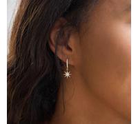 Lisa Angel Women's Crystal Star Gold Huggie Hoop Earrings lisa angel Gold One Size