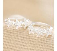Lisa Angel Women's Crystal Triple Star Silver Huggie Hoop Earrings lisa angel Silver One Size
