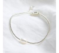Lisa Angel Women's Dainty Seed Bead & Pearl Bracelet in Silver lisa angel Silver One Size