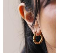 Lisa Angel Women's Medium Twisted Rope Gold Stainless Steel Hoop Earrings in Silver lisa angel Silver One Size