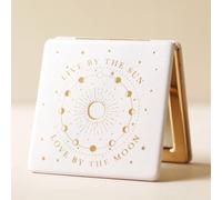 Lisa Angel Women's Metallic Gold Live by the Sun Compact Mirror in Off-White lisa angel Off-White