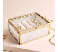 Lisa Angel Women's Mini Glass Jewellery Box in Gold in Natural lisa angel Natural