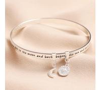 Lisa Angel Women's Moon & Sun Meaningful Word Silver Bangle lisa angel Silver One Size