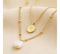 Lisa Angel Women's Pearl & Disc Layered Gold Pendant Necklace lisa angel Gold One Size