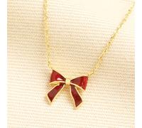 Lisa Angel Women's Red Enamel Bow 14ct Gold Plated Pendant Necklace | Size: Adjustable lisa angel Gold Adjustable