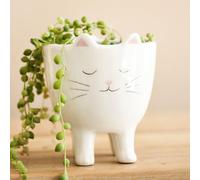 Lisa Angel Women's Sleepy Standing Cat Planter in White | Size: Small lisa angel White Small