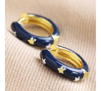 Lisa Angel Women's Starry Navy Enamel Gold Hoop Earrings lisa angel Navy One Size