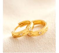 Lisa Angel Women's Sterling Silver Crystal Patterned Huggie Hoop Earrings in Gold lisa angel Gold One Size