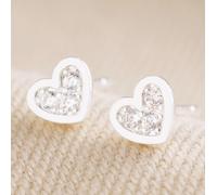 Lisa Angel Women's Tiny Crystal Heart Silver Stud Earrings lisa angel Silver One Size