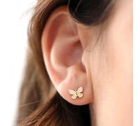 Lisa Angel Women's White Enamel Gold Butterfly Stud Earrings lisa angel Gold One Size