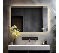 LISA Backlit Bathroom Mirror 600x800mm, Illuminated Large Wall Mounted Hanging Vanity Anti-fog Mirror with LED Light, 3 Colors Dimmable, Demister Pad, Touch Switch, Horizontal/Vertical
