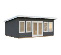 Lisa L (5.5x4m | 19.4m2 | 44mm) Spacious Pent Roof Summer House with Double Doors (2024 Upgraded Model)