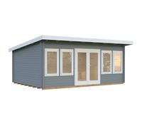 Lisa L (5.5x4m | 19.4m2 | 44mm) Spacious Pent Roof Summer House with Double Doors (2024 Upgraded Model)