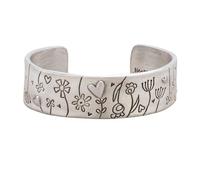 LISA LEONARD DESIGNS Pewter Cuff Engraved Bracelet with Heart, Flowers and Branches Handcrafted Nature Inspired Bangle Jewelry Gift for Women Mom Wife Gift, 2.5 inches, Pewter, not_known