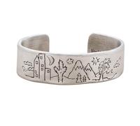LISA LEONARD DESIGNS Pewter Let's Explore Together Cuff Classic Engraved Bangle Handcrafted Adventure Inspired Adjustable Cuff Jewelry