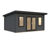 Lisa M (4.7x3.5m | 14.2m2 | 44mm) Modern Pent Garden Office (2024 Upgraded Model)