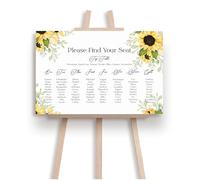 LISA MARIE DESIGNS Personalised Sunflower Wedding Seating Plan - Rustic Floral Table Chart - Elegant Yellow Botanical Reception Sign, A3, A2, A1, Premium Foamboard