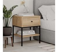 Lisa' Modern Bedside Table 1 Drawer Open Shelf Storage Nightstand Decortie Natural 1 Pack