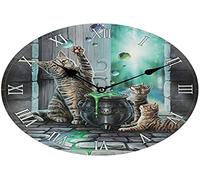 Lisa Parker Decorative Wall Clock-Cat Hubble Bubble, MDF, Multi, Height Width 30cm Depth 3.5cm