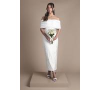Lisa Tan Bandeau Jacquard Column Midi Wedding Dress Coast Ivory 16