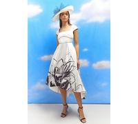 Lisa Tan Floral Placement Print Twill Midi Dress Coast Mono 10