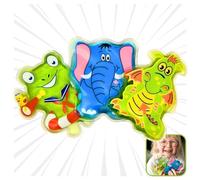 LisaCare Children's Cooling Pads - Set of 3 Cold Warm Compress Children - Cooling Pads Children Non-Toxic - Cool Packs with Frog, Dragon & Elephant Motif for Cold and Warm Use
