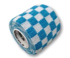 LisaCare Self-Adhesive Bandage - Self-Adhesive, Elastic, 5 cm Wide for Humans and Animals, Fixation Bandage for Sports, Work, Riding with Choice of Colours and Motifs (Chequered Blue, Set of 12)