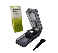 LisaCare Tablet Cutter for Medicines - Tablet Divider 1/4 - Pill Splitter Pill Divider - Portable Pill Cutter with Cleaning Brush and Storage in the Base (Black)