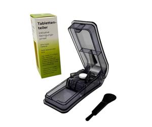 LisaCare Tablet Cutter for Medicines - Tablet Divider 1/4 - Pill Splitter Pill Divider - Portable Pill Cutter with Cleaning Brush and Storage in the Base (Black)
