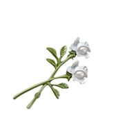 LISADORE Campanula Flower Brooch White Rose Flower Brooch Pin Beautiful Flower Brooches Pin Green Plant Leaf Brooch Pin for Wife Mom Girlfriends