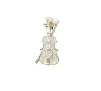 LISADORE Crystal Pearl Violin Brooch Rhinestone Musical Instrument Lapel Pins Metal Violin Badge Pin Music Play Art Lapel Brooch Dress Accessories Jewelry Music Lover Gift