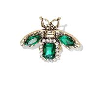 LISADORE Emerald Bee Brooch Rhinestone Insect Bee Lapel Pin Cute Bee Brooch Crystal Honeybee Badge Pin Vintage Green Emerald Animal Brooches Corsage Women Girls Cloth Accessories