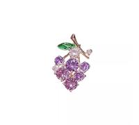 LISADORE Fruit Grape Brooch Crystal Rhinestone Purple Grape Lapel Pin Green Leaf Brooch Shining Plant Dress Bag Decor Accessories Fashion Jewelry Festival Gift for Women Girls Gold Tone