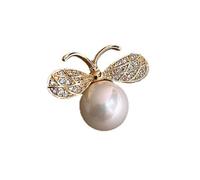 LISADORE Pearl Bee Brooch Anti-Shine Button Brooch Crystal Bee Brooch White Pearl Honeybee Insect Broach Pin Teacher's Day Gift for Professor Mother Wife Clothes Art Decor